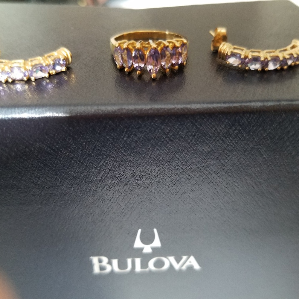 10k gold tanzanite ring and earring set